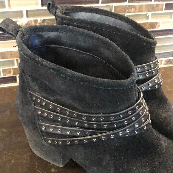 Jessica Simpson black suede Belted Leather ankle boots Women’s Size 8 Booties - Picture 7 of 7
